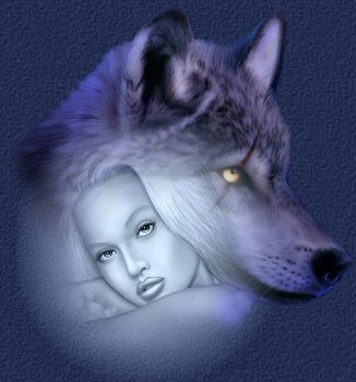 visage-femme et loup